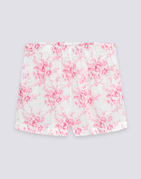 SHORT FEMME À TAILLE ÉLASTIQUE MOTIF ROSE DE JOIE