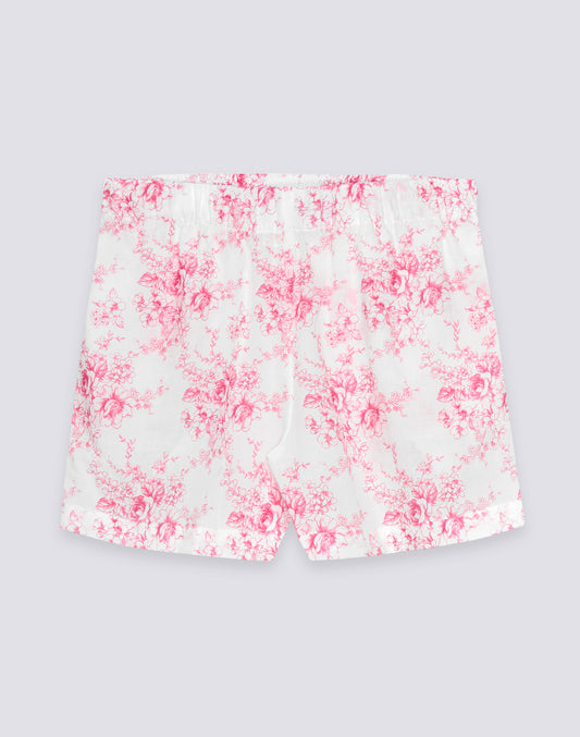 SHORT FEMME À TAILLE ÉLASTIQUE MOTIF ROSE DE JOIE