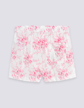 SHORT FEMME À TAILLE ÉLASTIQUE MOTIF ROSE DE JOIE