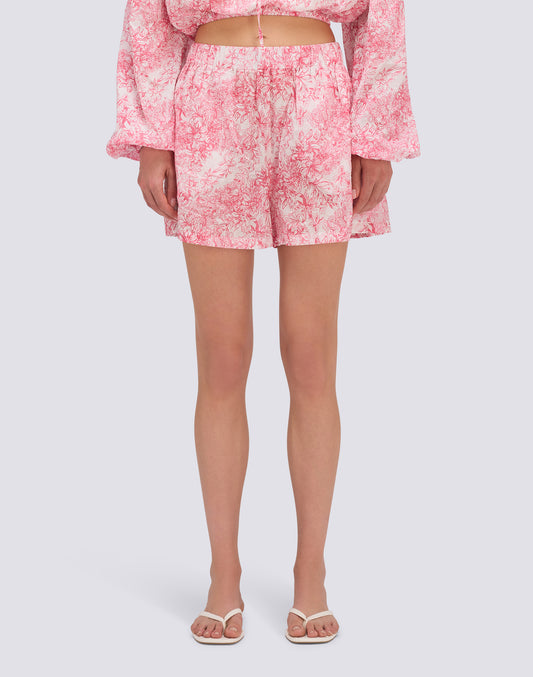 SHORTS SEMI ELASTICIZZATI STAMPA FLEUR DE JOIE