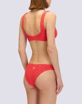 SLIP À TAILLE HAUTE EN TISSU Gaufré
