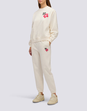 WOMEN'S CREW NECK SWEATSHIRT WITH FLOWER