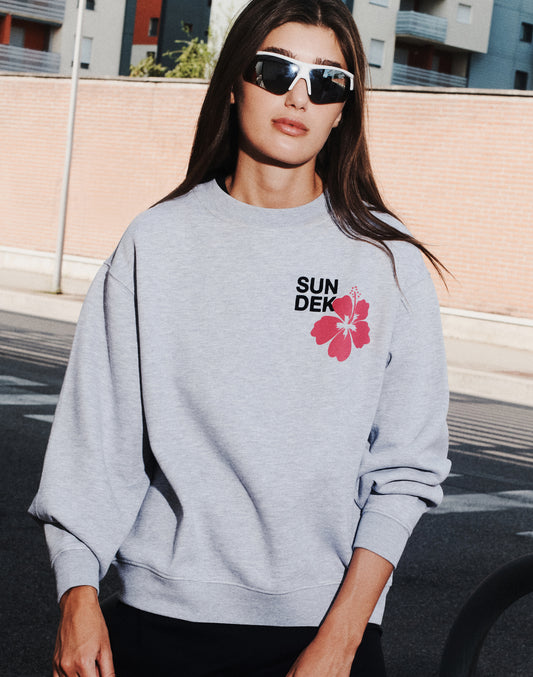 SWEAT-SHIRT FEMME COL ROND AVEC FLEUR