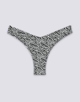 LOREN - SLIP DE BIKINI À COUPE ÉCLAIRÉE AVEC MOTIF ZÉBRÉ