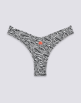 LOREN - SLIP DE BIKINI À COUPE ÉCLAIRÉE AVEC MOTIF ZÉBRÉ