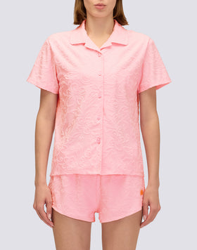 CHEMISE MODÈLE BOWLING EN ÉPONGE JACQUARD AVEC MOTIF SK23