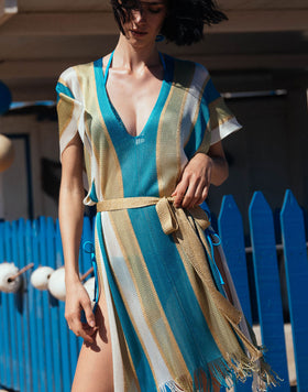 CAFTAN EN LUREX AVEC CEINTURE