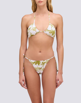 HAUT DE BIKINI AVEC LACETS RÉGLABLES ET POMPONS IMPRIMÉ BOTANIQUE