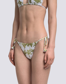 SLIP DE BIKINI AVEC LACETS RÉGLABLES À MOTIF BOTANIQUE