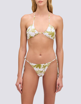 SLIP DE BIKINI AVEC LACETS RÉGLABLES À MOTIF BOTANIQUE