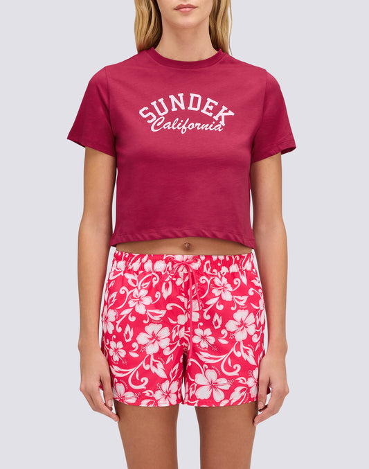 CAMISETA CROPPED DE MUJER CON LAVADO VINTAGE