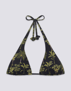 AMERICAN TRIANGLE BIKINI TOP WITH TASSELS AND BOTANICAL PRINT
