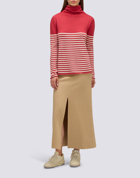 PULL COL MONTANT FEMME AVEC DÉTAIL RAYÉ