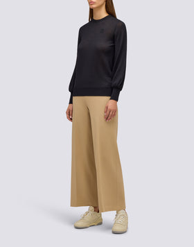 WOMEN'S CREW NECK WOOL SWEATER WITH NARROW SLEEVES