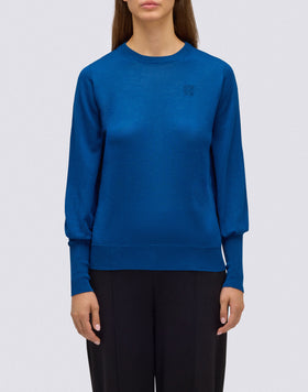 PULL EN LAINE À COL RAS DU COU ET MANCHES ÉTROITES POUR FEMME