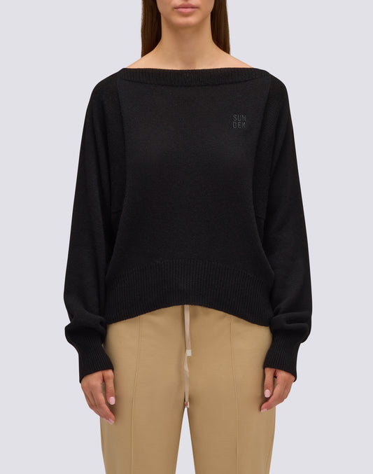 PULL EN LAINE À COL BATEAU POUR FEMME