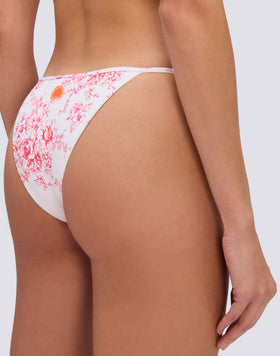 KERR - SLIP DE BIKINI À COUPE ÉCLAIRÉE AVEC LACETS RÉGLABLES MOTIF ROSE DE JOIE