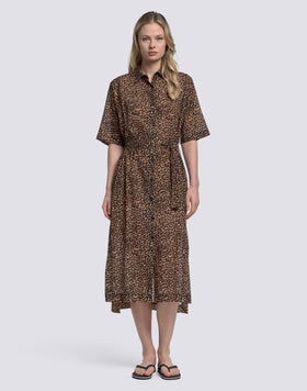 ABITO CHEMISIER DONNA ANIMALIER CON CINTURA REMOVIBILE
