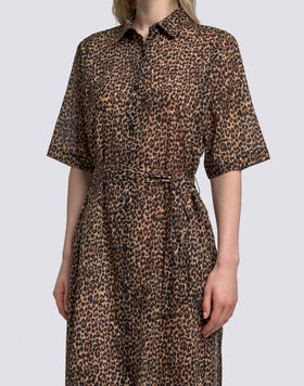 ABITO CHEMISIER DONNA ANIMALIER CON CINTURA REMOVIBILE