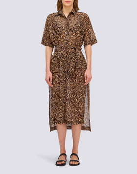 ROBE CHEMISIER FEMME ANIMALIER AVEC CEINTURE AMOVIBLE