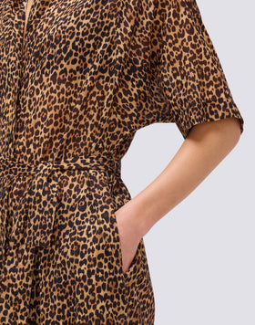 ROBE CHEMISIER FEMME ANIMALIER AVEC CEINTURE AMOVIBLE