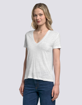 HALF-SLEEVED LINEN T-SHIRT
