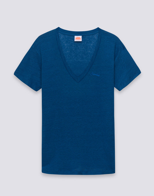T-SHIRT FEMME À MANCHES COURTES EN LIN