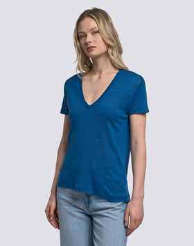 T-SHIRT FEMME À MANCHES COURTES EN LIN
