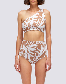 BIMALA - TOP DE UN HOMBRO CON FLORES OPTICAS