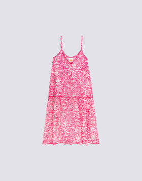LONG DRESS WITH PIPING AND ADJUSTABLE STRAPS