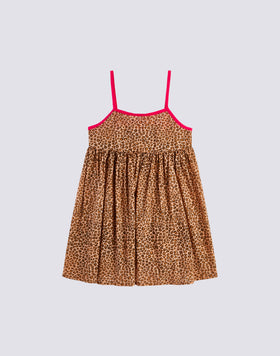 LEOPARD PRINT DRESS WITH CONTRAST STRAPS