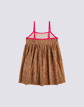LEOPARD PRINT DRESS WITH CONTRAST STRAPS