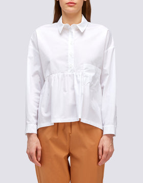 CAMICIA IN POPELINE CON RITAGLIO ARRICCIATO