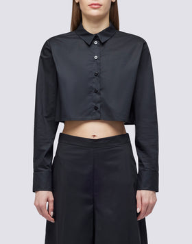 CAMICIA CROP IN POPELINE