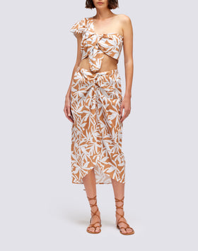 PAREO LONG IMPRIMÉ FLEURS OPTIQUES