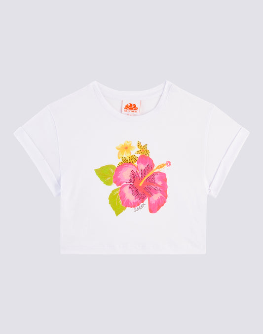 CROPPED T-SHIRT WITH RHINESTONE