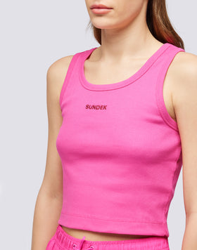 CROP TANK TOP WITH EMBROIDERED LOGO