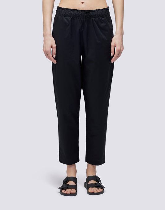 PANTALONI IN POPELINE A VITA ELASTICIZZATA