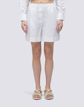 SHORT EN POPELINE À TAILLE ÉLASTIQUE