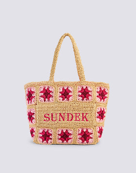 TERRA - BOLSA DE PAJA DE PAPEL CON LOGOTIPO BORDADO