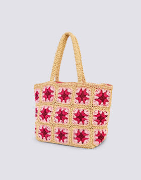 TERRA - BOLSA DE PAJA DE PAPEL CON LOGOTIPO BORDADO