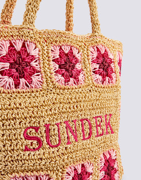 TERRA - BOLSA DE PAJA DE PAPEL CON LOGOTIPO BORDADO
