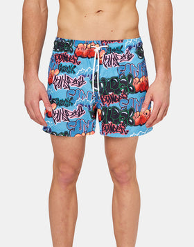BUBBLE TAG PRINT TRAJE DE BAÑO CORTO CINTURA ELÁSTICA
