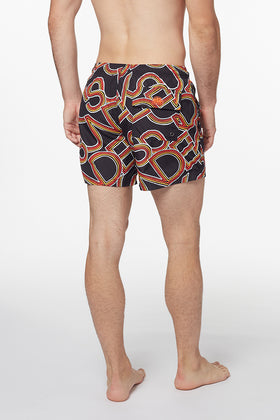 SHORT DE BAIN COURT À TAILLE ÉLASTIQUE IMPRIMÉ PAYOFF
