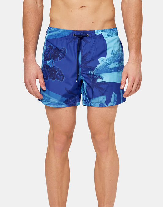 BAÑADOR CORTO CON ESTAMPADO CLIPPING ART
