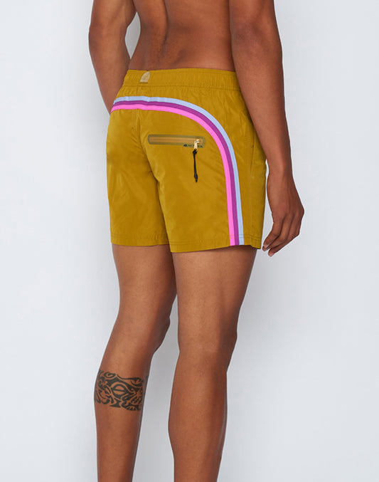 MEMORY STRETCHED WAIST SWIM TRUNKS