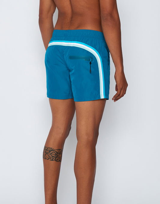 MEMORY STRETCHED WAIST SWIM TRUNKS