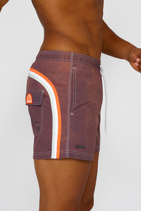 STONE WASH SHORT SWIM SHORTS WITH AN ELASTICATED WAISTBAND