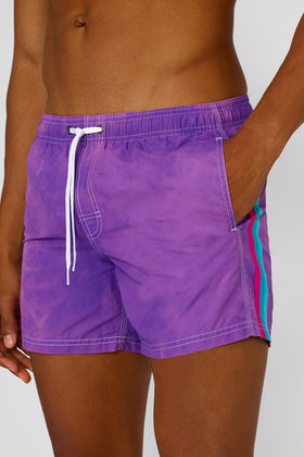 STONE WASH SHORT SWIM SHORTS WITH AN ELASTICATED WAISTBAND