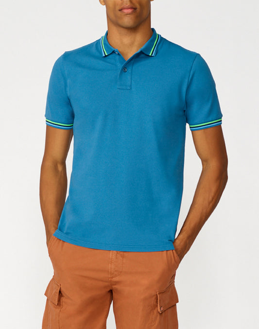 BRICE COTTON PIQUÉ POLO SHIRT WITH TRICOLOUR DETAILS